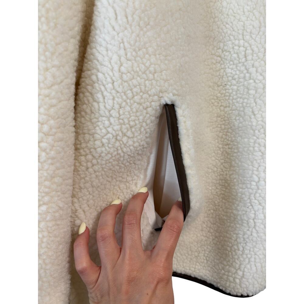 H&M Divided Teddy Fleece Pullover Medium Ivory Sherpa 1/4 Zip Cozy Jacket - Picture 6 of 9